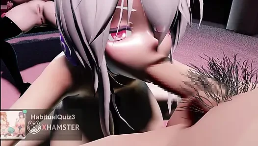 Haku в чистке минет голышом 3D, хентай MMD R18 анал хочет трахнуть жесткий секс Ahegao, Ntr