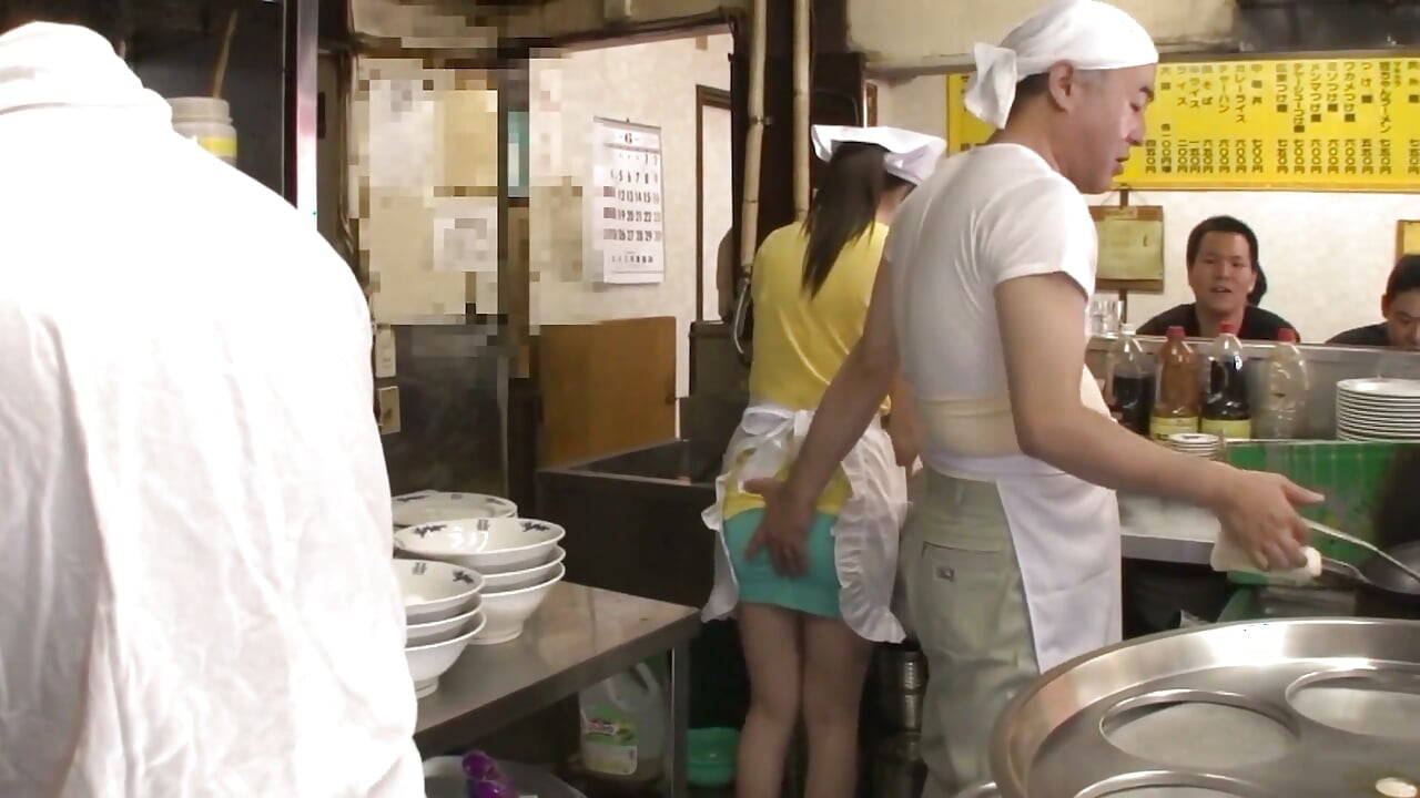 Hot Ramen Scene-2_threesome with a Hairy Japanese Girl in the Street Ramen Shop