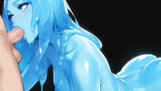 Mavi canavar kız mükemmel bir sakso çekiyor