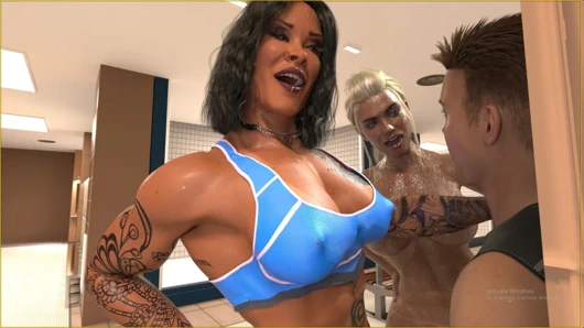 Shemale Coaches Barbara And Bianca Having Threesome Fun With 18 Plus Boy Max In Gym Shower