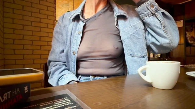 Completely exposing my boobs and nipples in a sheer blouse in a public place