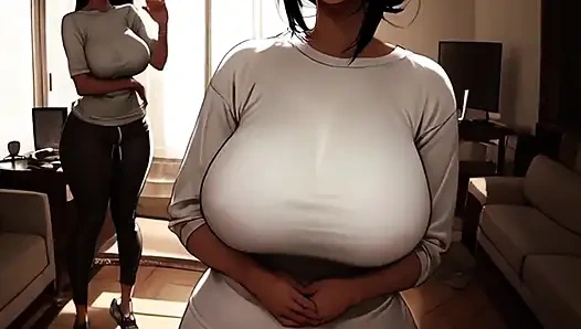 Koreli üvey kız ve üvey anne siyah üvey babasının büyük zenci paylaşıyor