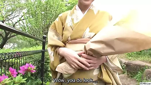 Japon evli kadın kimono çiçek düzenlemesi özel sınıfta sekse yol açıyor