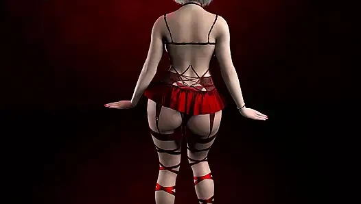 Cosplay 2B dances in lingerie for you on Christmas.