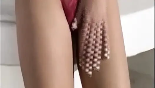 Sarışın ıslak olana kadar kalın pembe dildoya biniyor