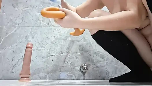 Slinky yılan ve dildo ile dap çift anal, bonus güzel etli delik genişletme