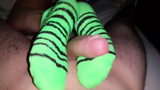 Sıcak sockjob itibaren benim karım içinde yeşil zebra ayak bileği çorap