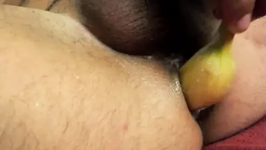 Auf einen Tip der Versuch mit der Banane in meinem Arsch