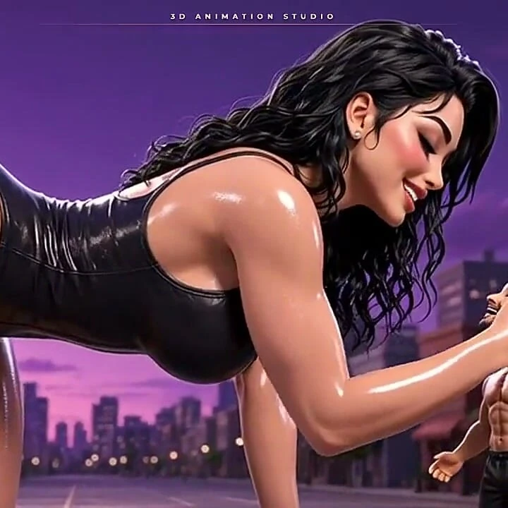Yüksek topuklu kulelerde yağlanmış dev kadın minik bir adamın üzerinde - dev taban senin üstüne geliyor