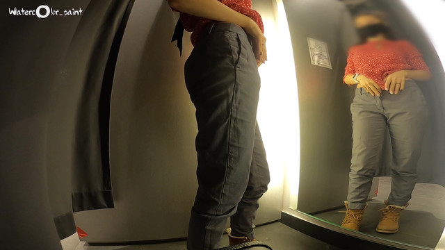 Almost caught during fitting room masturbation with a vibrator