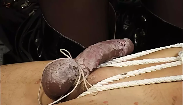junge brunette herrin fesselt ihren sklaven