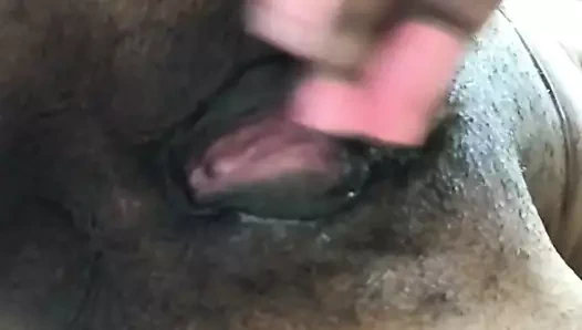 Ebony rubbing her clit with cum contractions at 3.07