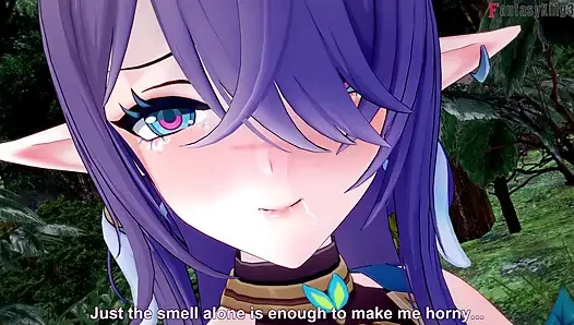 Lauma caliente ahegao en el bosque - Genshin Impact