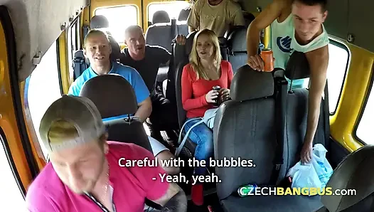 Hot gangbang with a busty MILF (Czech Bang Bus)