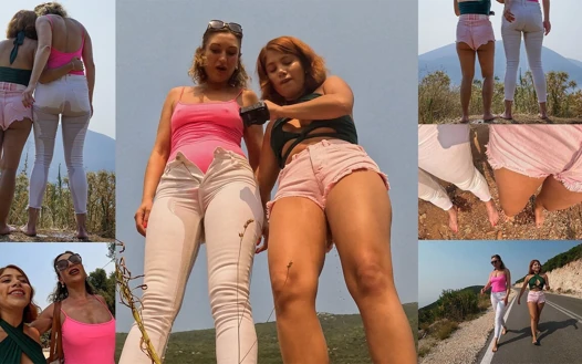 Wetting Jeans Together on a Barefoot Hike