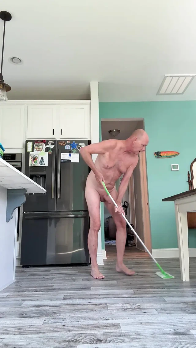 Daddy Starts Off Cleaning Nude Ends Up Jerking