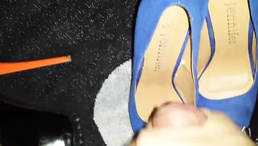 mavi süet peep toe yüksek topuklu cumme