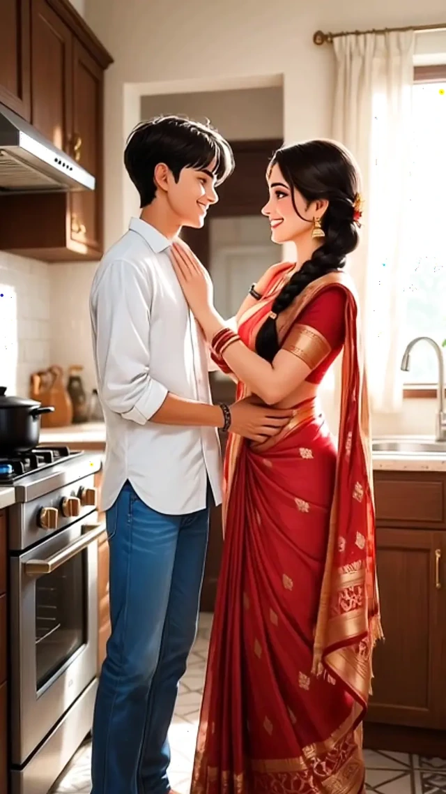 Animasyonlu modern yenge devar edepsiz Hintçe konuşma ile romantizm yapıyor