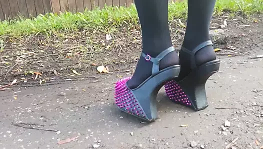 Bayan l seksi aşırı mızrak yüksek topuklu.