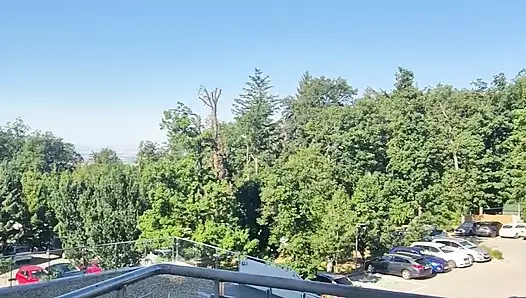 Güzel bir manzaraya sahip 5 yıldızlı bir otelde sabah seksi