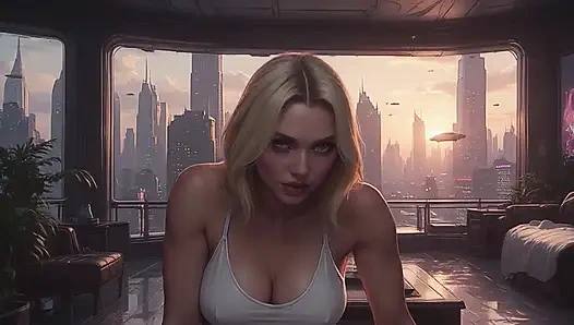 Cloud Level Olivia in the Future Suggestive Teasing showing her Ample Cleavage Part 2