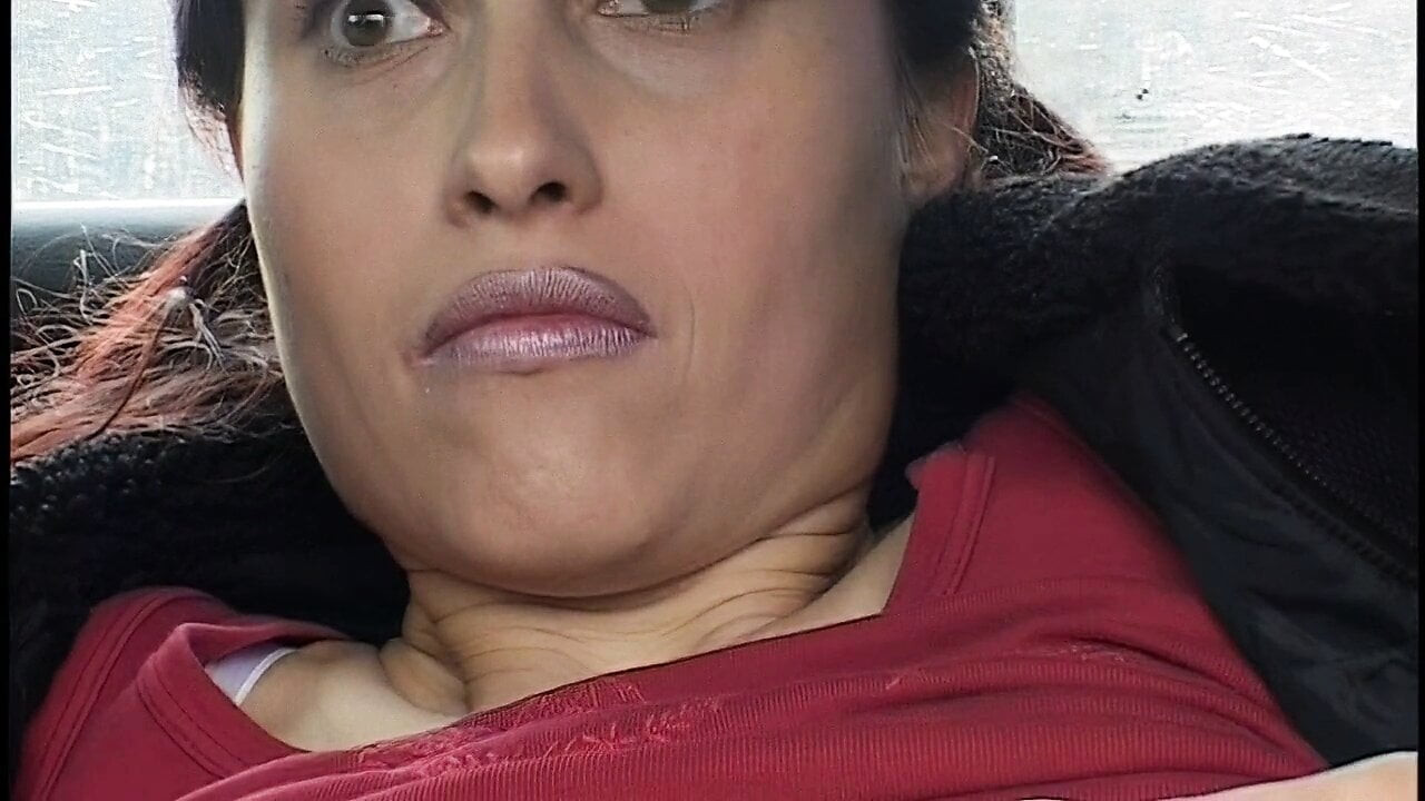 Anhalterin zeigt ihre Titten und Pussy und pinkelt