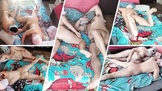 Foreplay in the bedroom with an amateur couple.