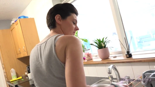 AuntJudys - Your Cute MILF Wife Scarlet Sucks Your Cock in the Kitchen (POV)