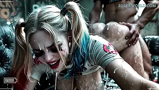 Yaramaz Harley Quinn döl içinde banyo yapıyor (gerçekçi yapay zeka oluşturuldu)