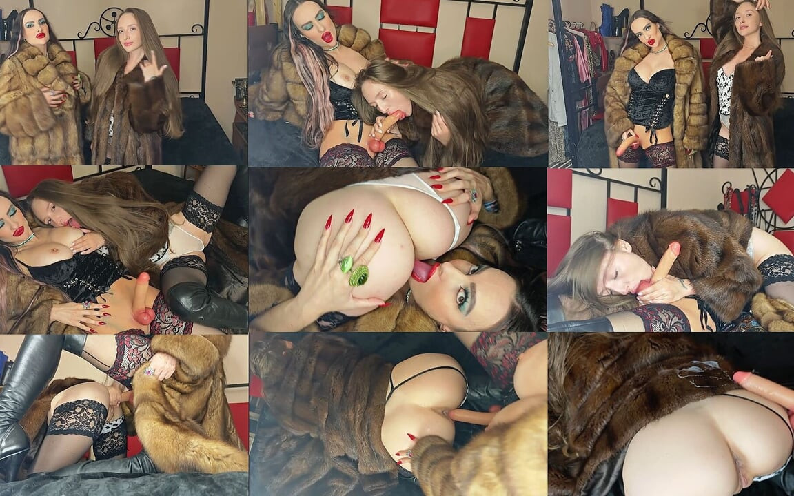 Sable kürk mantolu trans kız ladyboy miskrat kürk mantoyla kız arkadaşını sikiyor.