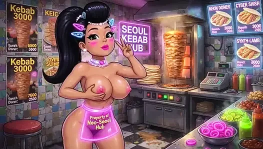 Komik çizgi film kız üstsüz, ai animasyon