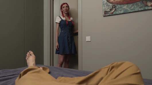 Red-haired Babysitter with Big Tits Rides a Dick