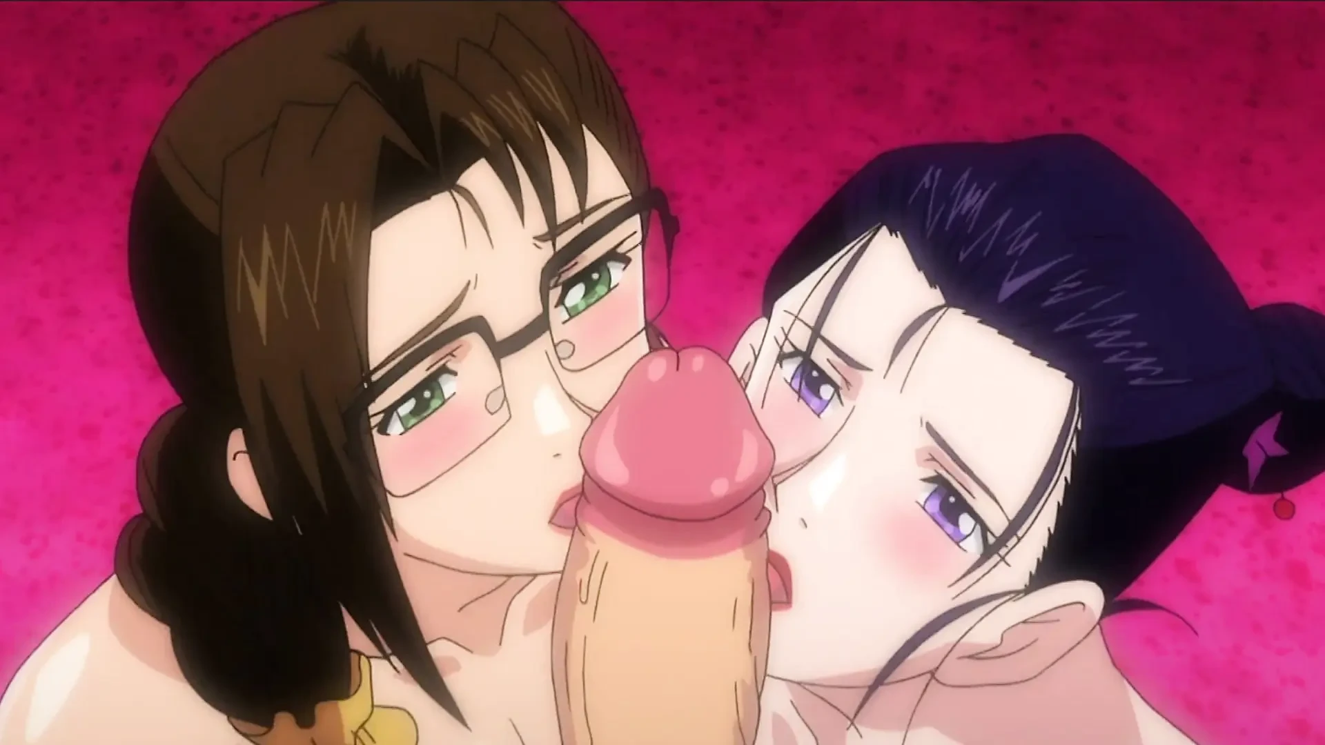 Lovely Ladies Kiss And Caress In An Attempt To Entice Nobuo In a Threesome