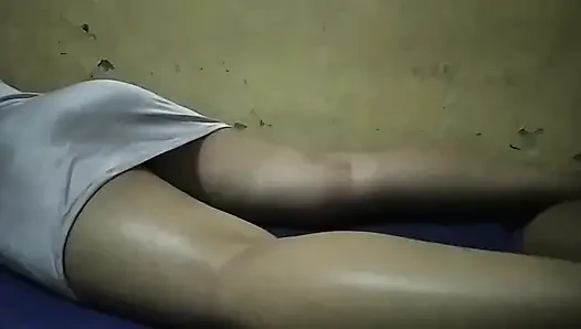 Massage young woman with beautiful body while her husband is away