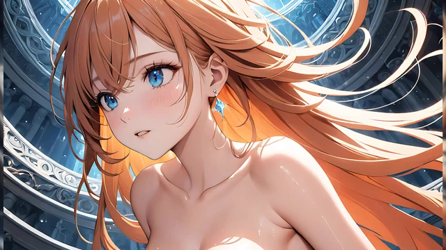 Ağırlıksız sakinlik - ai kız saçı havada yüzerken yumuşak bir şekilde göz kırpıyor