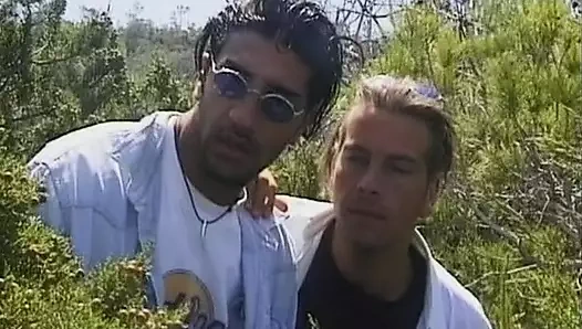 Becerikli Alman bayan açık havada iki sert yarakla ilgileniyor