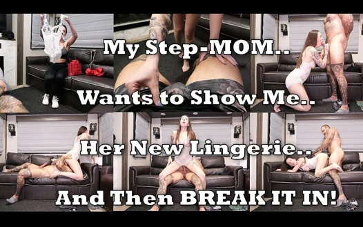 Üvey annem benim için yeni iç çamaşırını deniyor