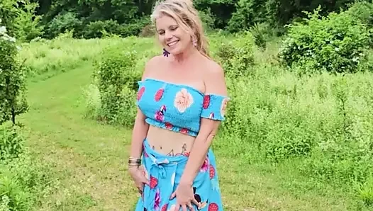 OnlyFans Voyeur look at MOMMY Enjoying the Summer Barbecuing Meat with her BIG TITS Out in the Sunshine