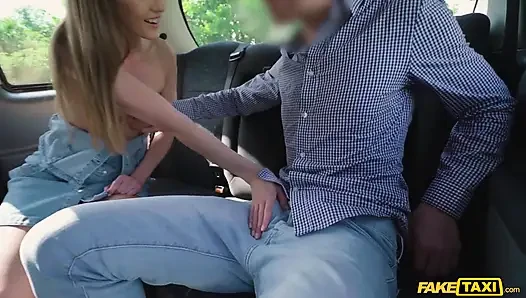 Fake Taxi - Sybil Shows off Her Short Denim Dress and Perfect Boobs