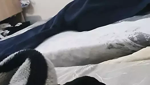 Horny Muslim girl sneaking into step dad room for quick blowjob