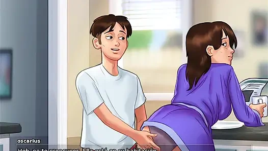 Üvey anne üvey oğluna ıslak duygularını itiraf ediyor ve sonunda oturma odasında sevişiyorlar - yaz mevsimi efsanesi