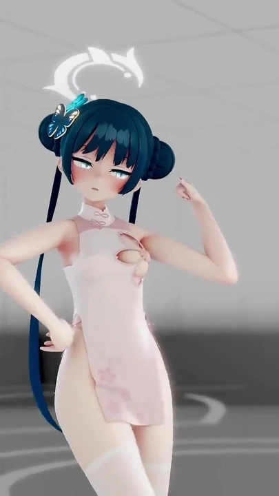 Синий архив Ryuuge Kisaki хентай раздевается, танец ММД, 3D, синий цвет волос, правка Smixix