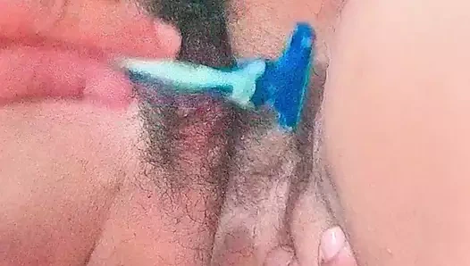 Come here and shave my pussy, now. You'll have to lick it like a doggy