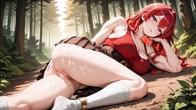 Ateşli kızıl saçlı bomba tutkulu orman sikişi - etek ve beyaz çorap damlayan