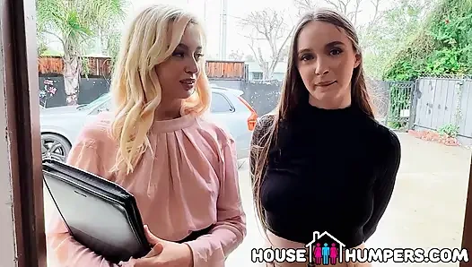 Lexi Lore ve Hazel Moore ateşli emlakçılar ev sahibine tam hizmette üçlü grup seks yapıyor