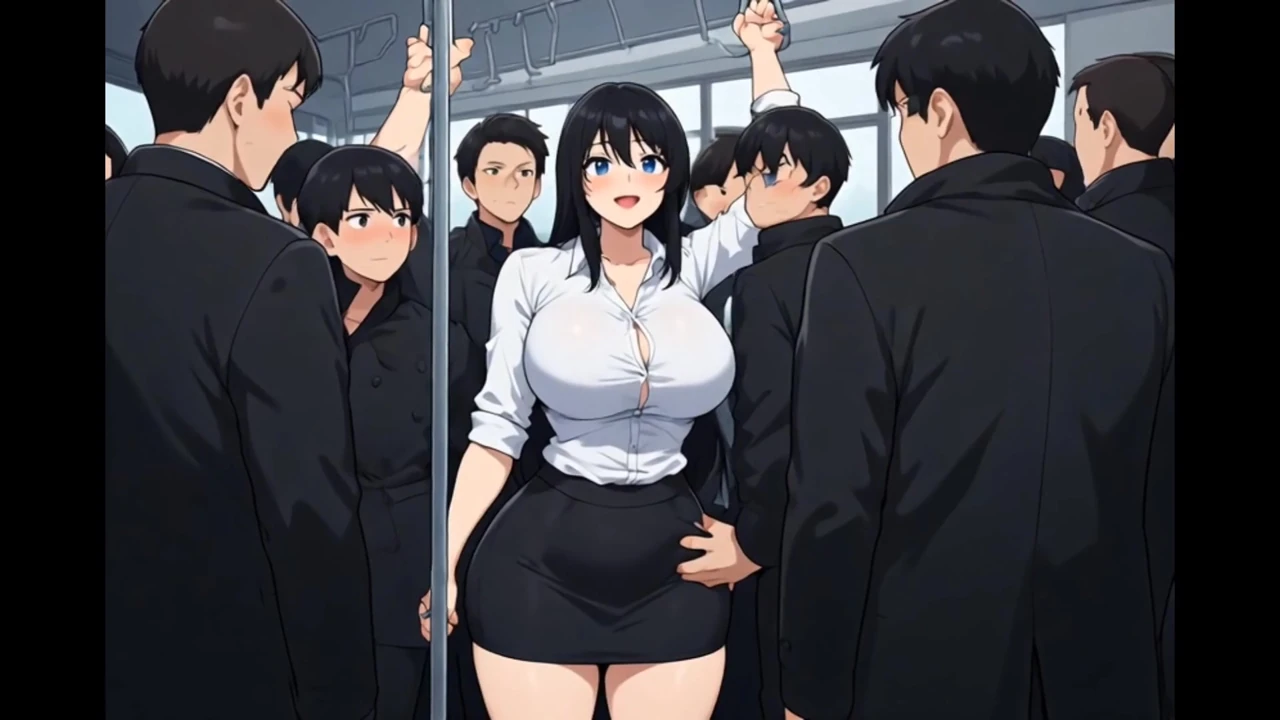 Anime public bus threesome sex