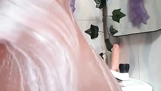 In the Shower Bathing, Massaging Boobs and Fingering Pussy Ass in Doggy Style