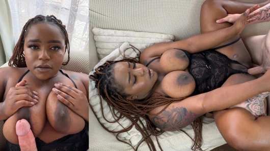 Busty Ebony Wife Can't Get Enough of Her White Husbands Hard Cock