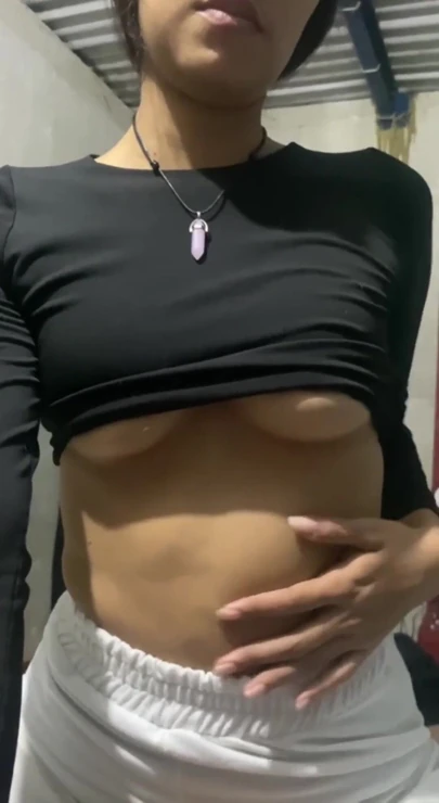 18 year old stepsister with perfect tits playing with my cock | Clip 1