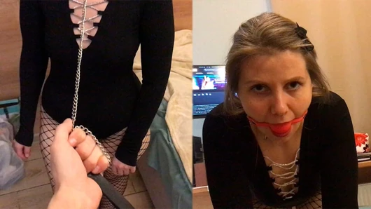 An obedient, hot MILF with a big butt serves her master and becomes a piece of human furniture - Lovessie